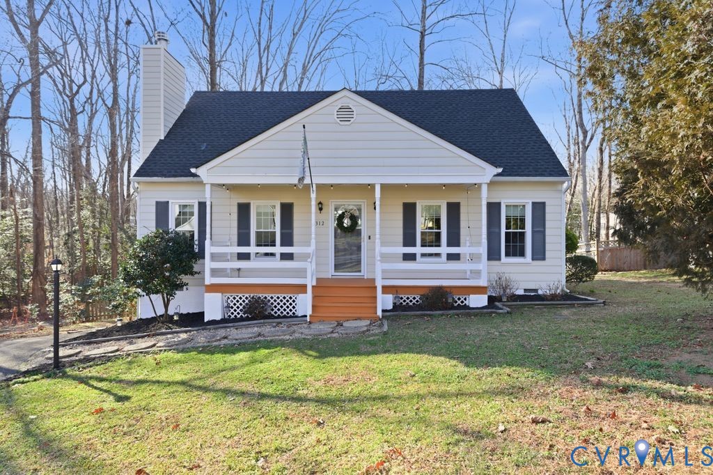 Bungalow-style house featuring covered porch, a sh