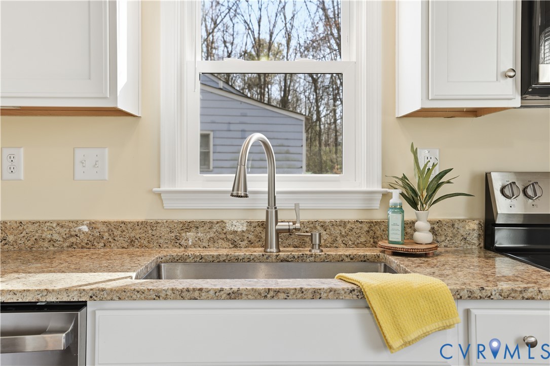 1312 Oldbury Road Midlothian, VA 23113 - Photo 12 of 35 Kitchen view of white cabinetry, light stone count