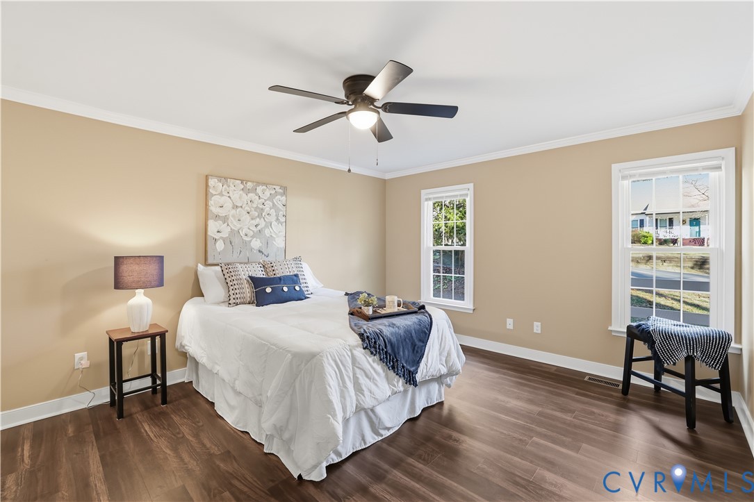1312 Oldbury Road Midlothian, VA 23113 - Photo 18 of 35 Bedroom with ornamental molding, dark wood-style f