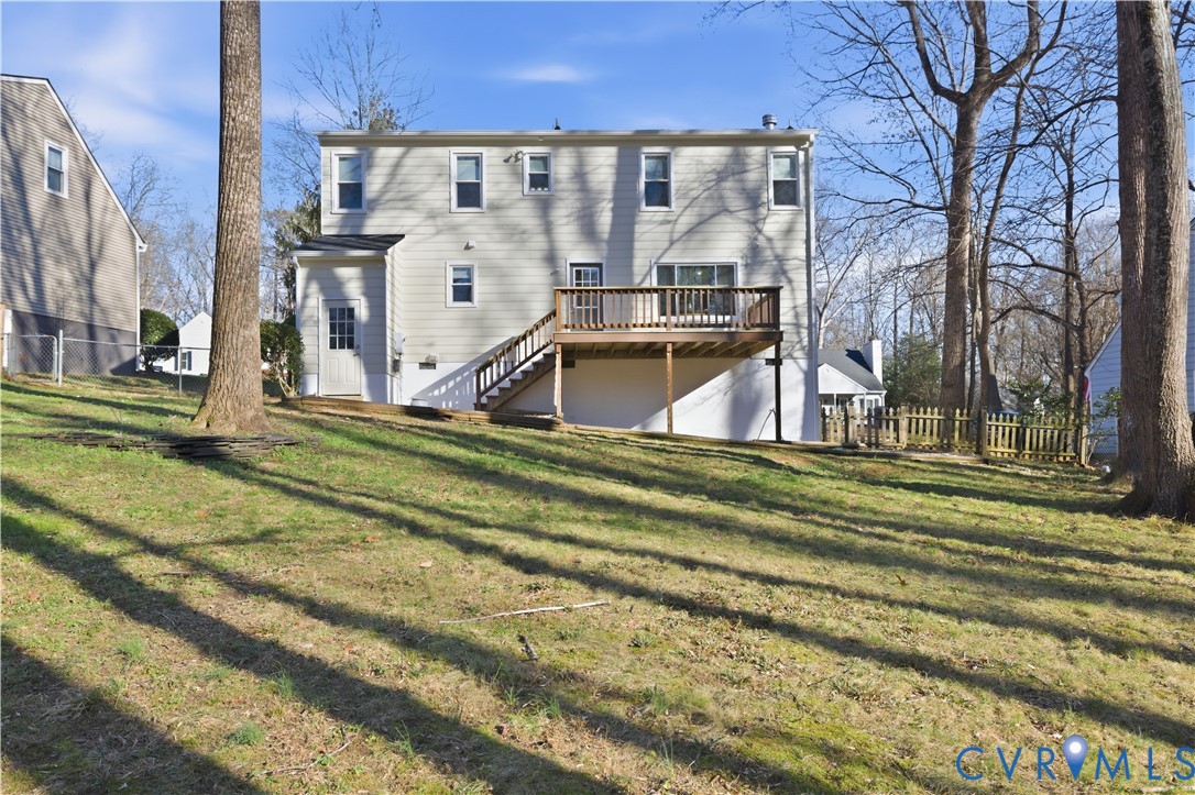 1312 Oldbury Road Midlothian, VA 23113 - Photo 32 of 35 Back of house featuring stairs and a wooden deck