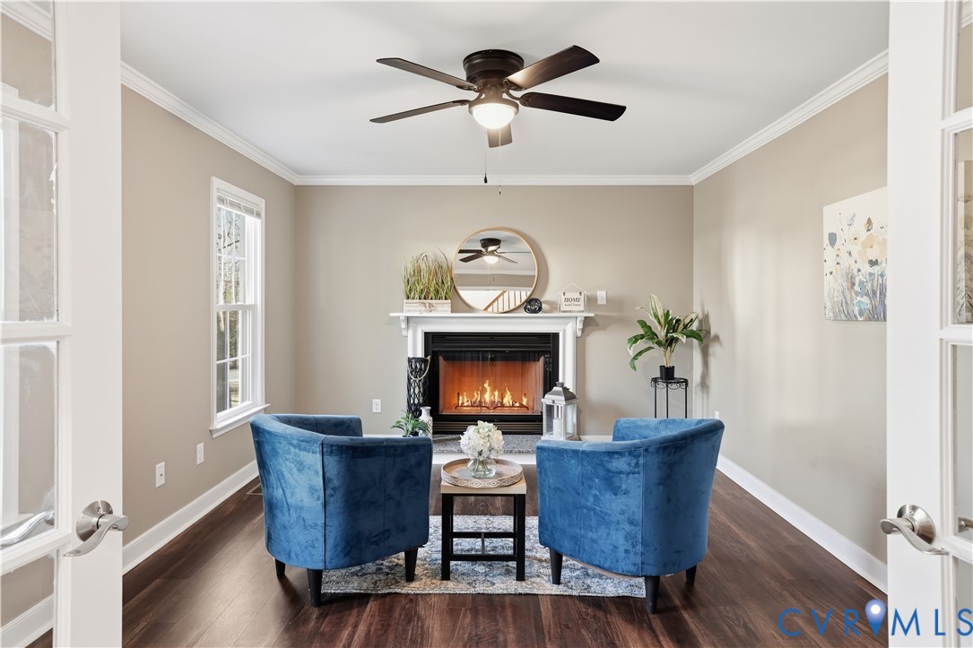 1312 Oldbury Road Midlothian, VA 23113 - Photo 9 of 35 Sitting room featuring ornamental molding, dark wo