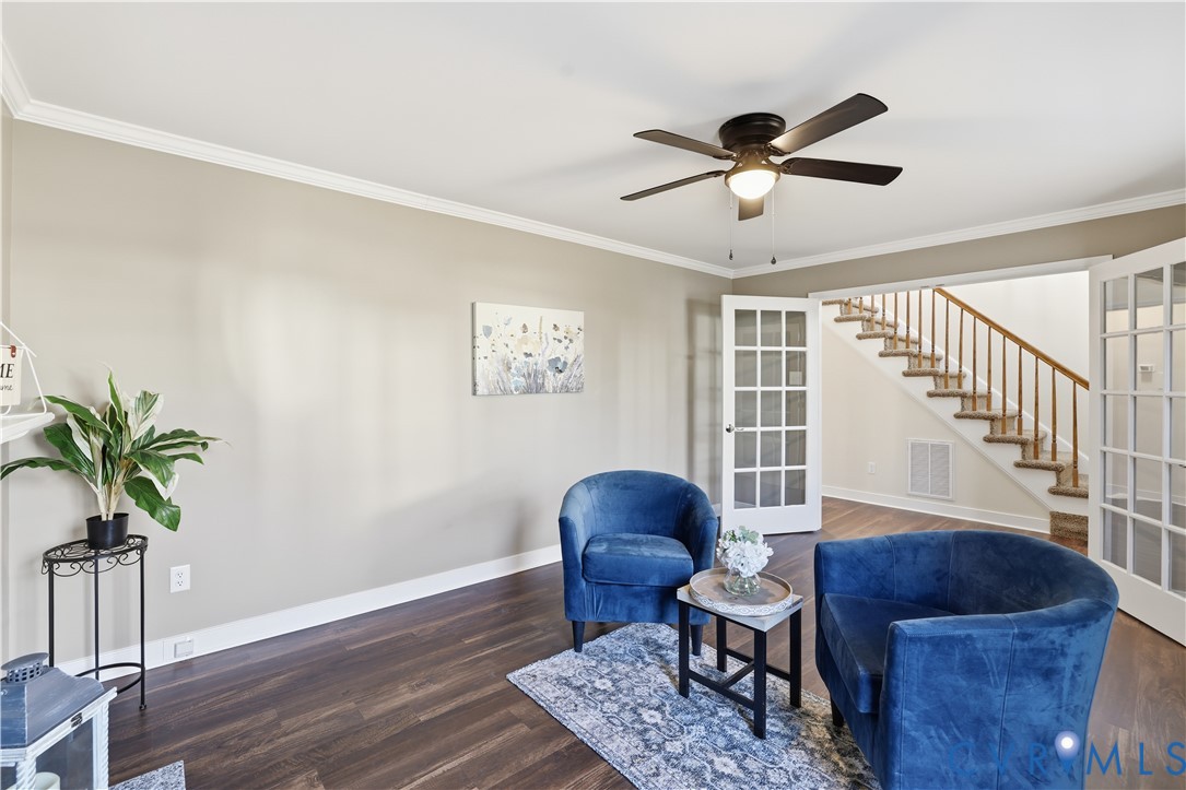 1312 Oldbury Road Midlothian, VA 23113 - Photo 10 of 35 Living area featuring stairs, ornamental molding,