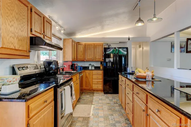 a kitchen with lots of counter top space