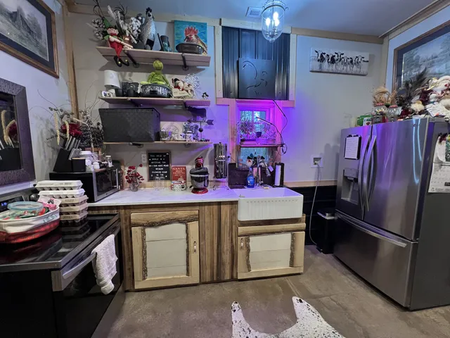 a room with furniture and lamp