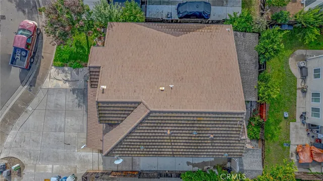 an aerial view of a house