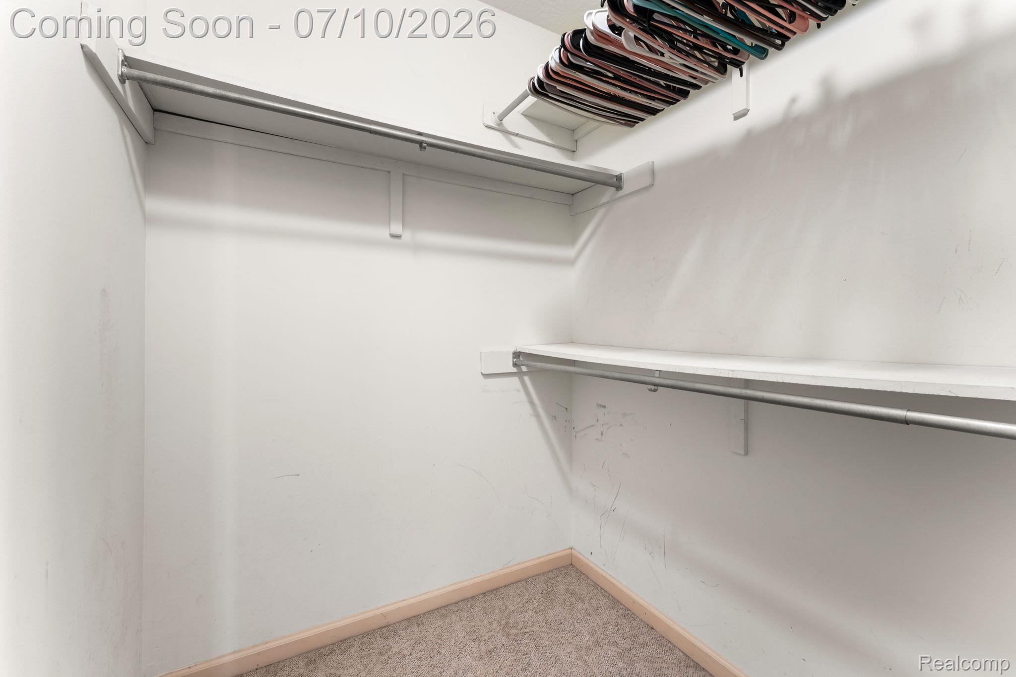 3144 North Nicholson Road Fowlerville, MI 48836 - Photo 55 of 70 Walk-in closet featuring white walls, two levels of shelving, and integrated hanging rods