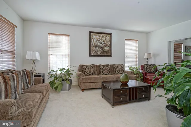 a living room with furniture potted plant and window