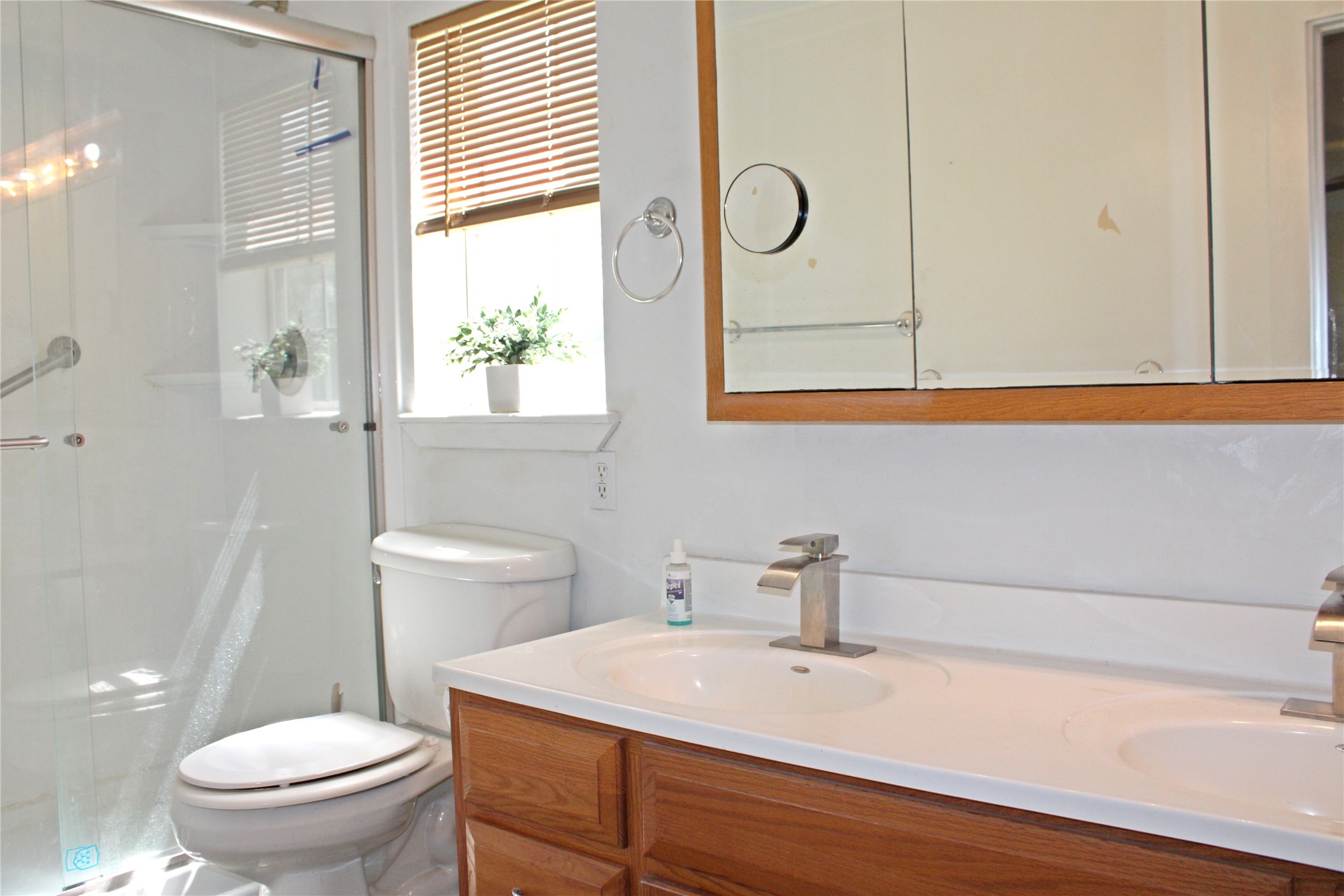 2042 Willow Springs Road Fayetteville, TX 78940 - Photo 18 of 42 a bathroom with a sink a toilet and a mirror