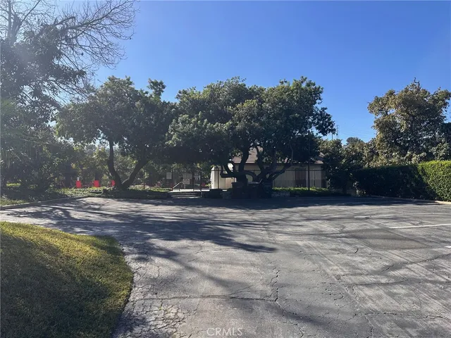 a view of a yard with a slide