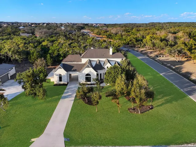 an aerial view of a house
