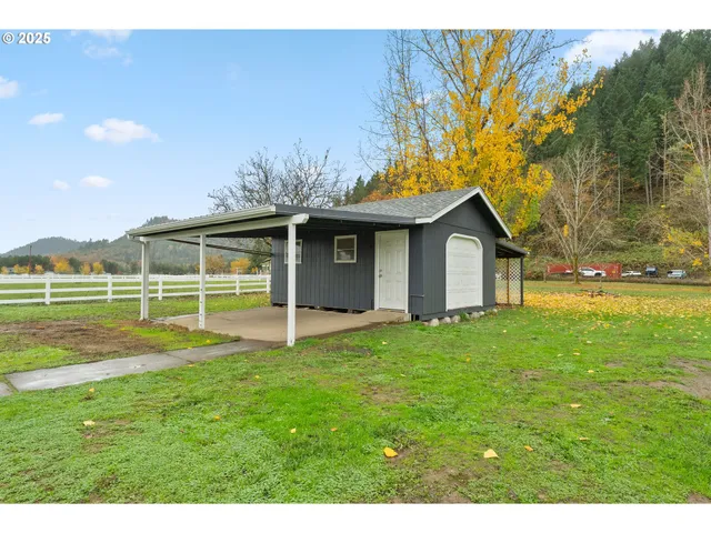 a view of a room with a large window