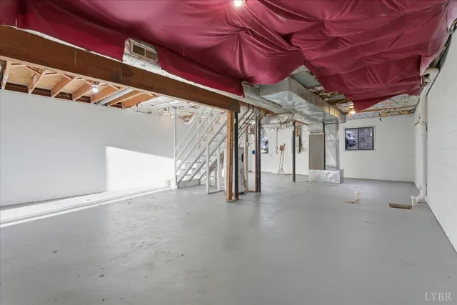 a view of a balcony with door