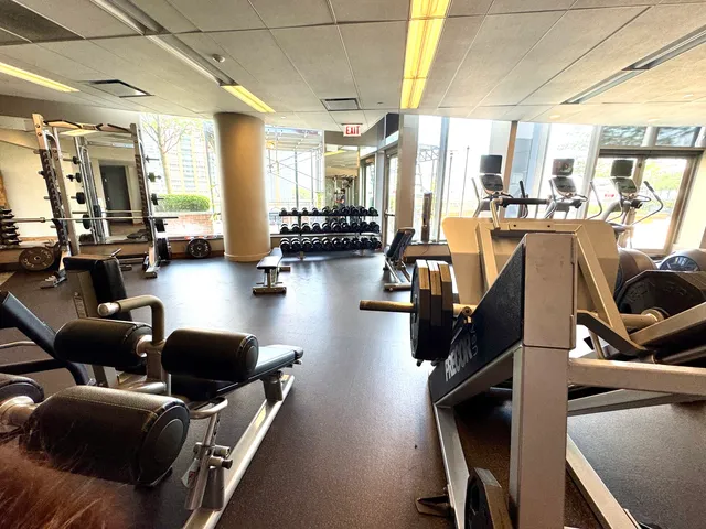 a view of a room with gym equipment