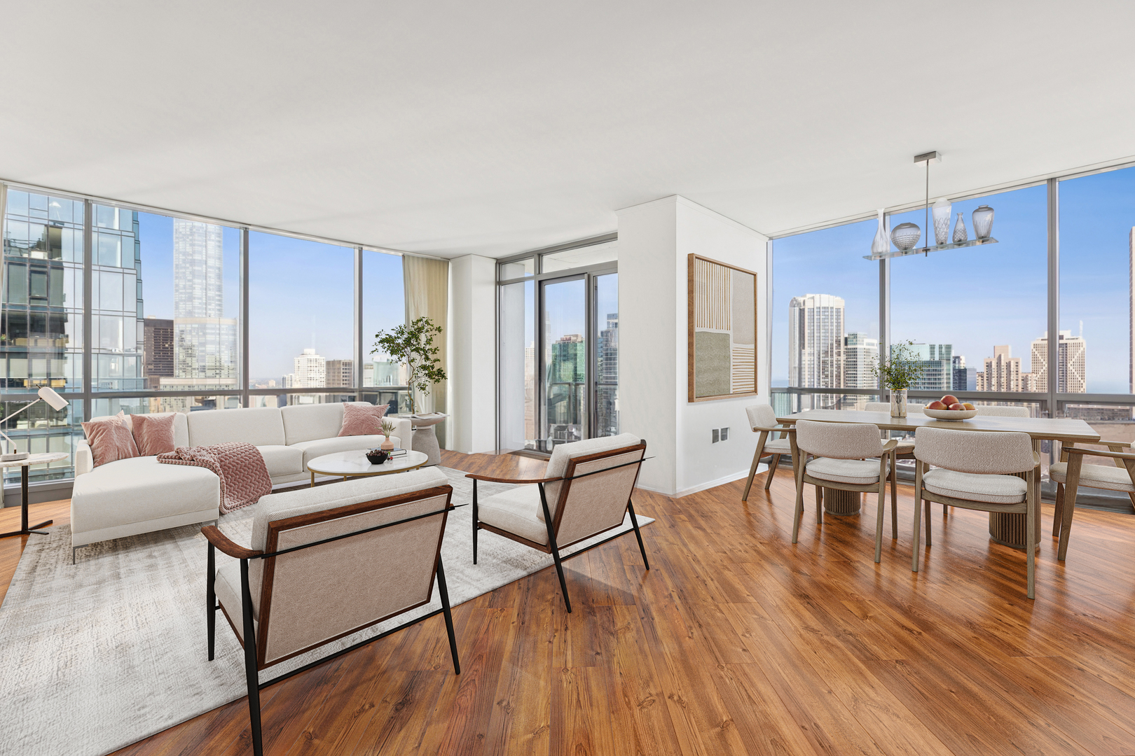 420 East Waterside Drive, Unit 4010 Chicago, IL 60601 - Photo 3 of 39 a living room with lots of furniture and a large window