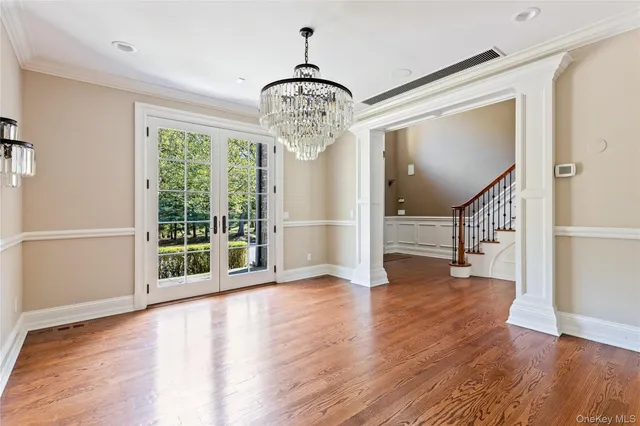 a view of livingroom with chandelier