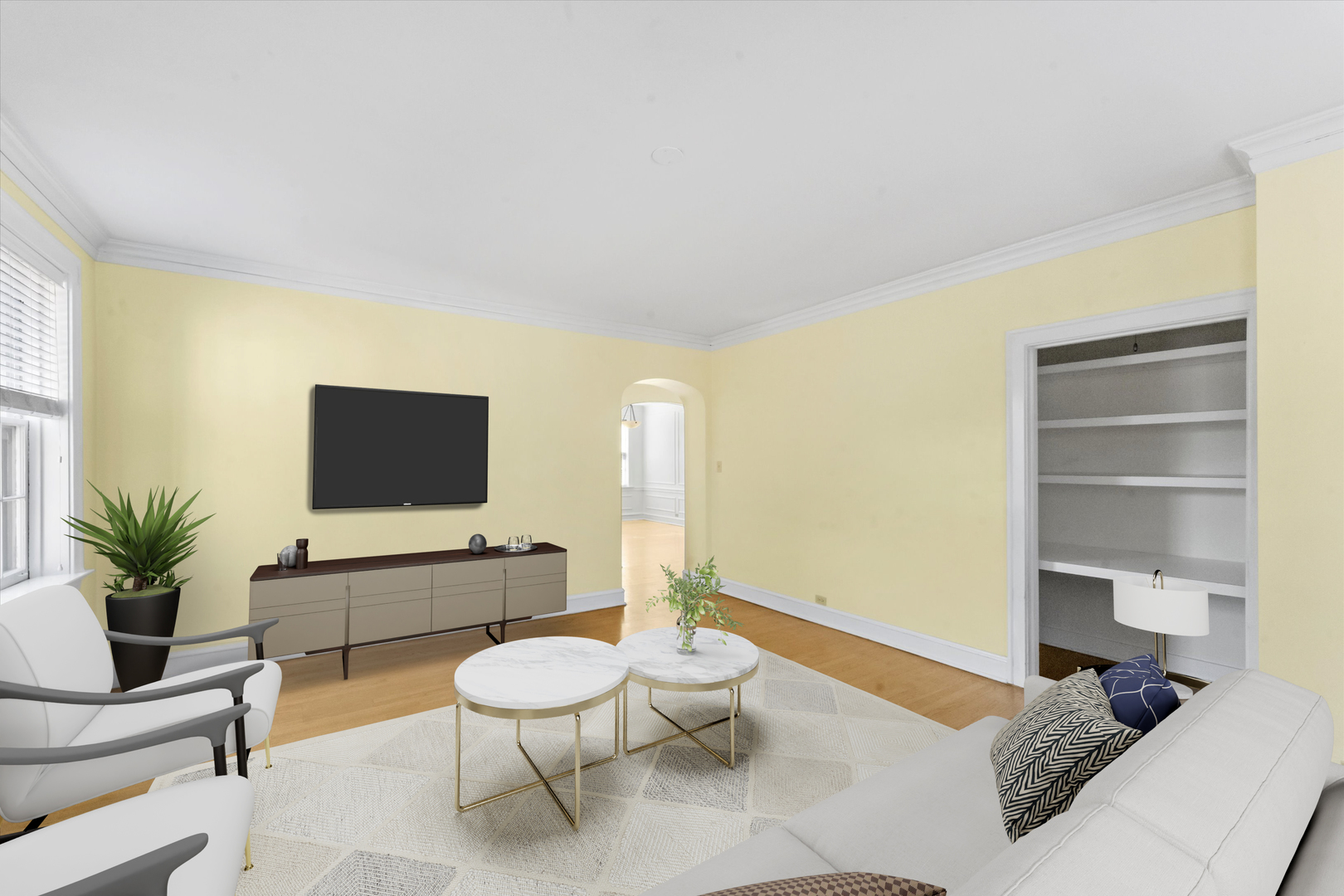 1316 Maple Avenue, Unit E3 Evanston, IL 60201 - Photo 4 of 22 a living room with furniture and a flat screen tv