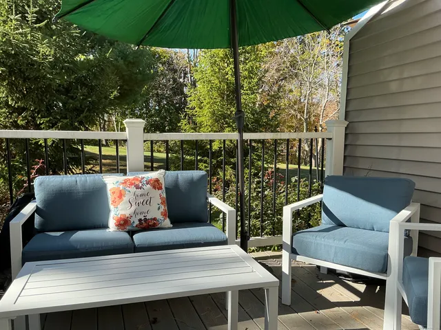 a view of a patio on the roof deck
