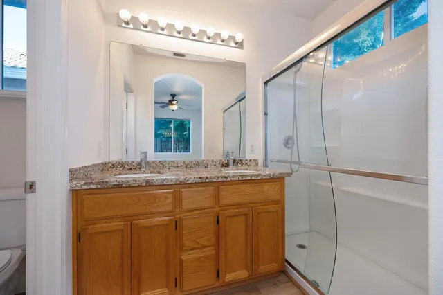 a view of an empty walk in closet