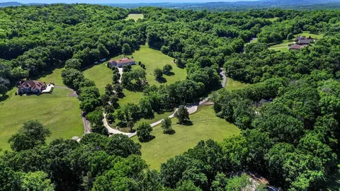 an aerial view of a yard