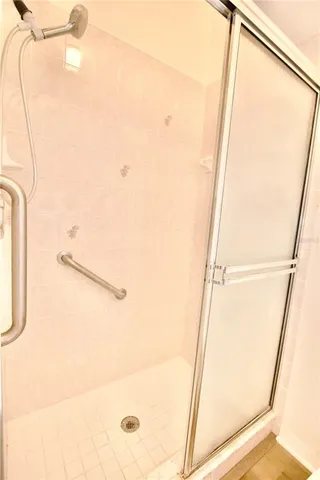 a bathroom with a shower