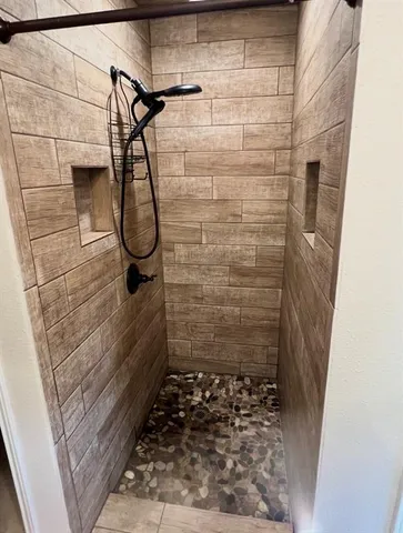 a bathroom with a shower