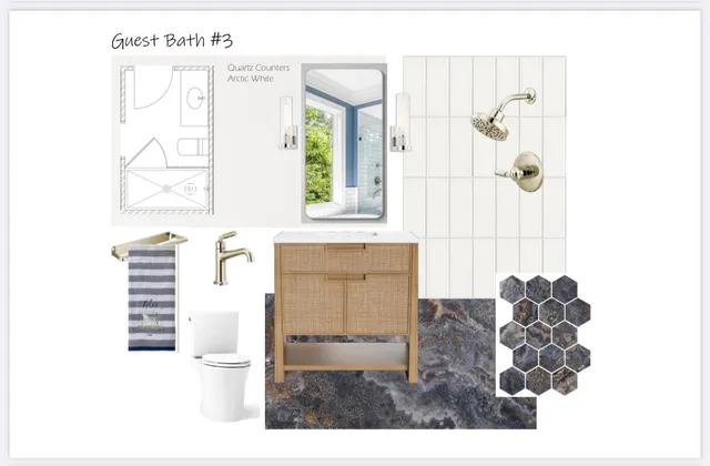 a bathroom with a sink vanity and a shower