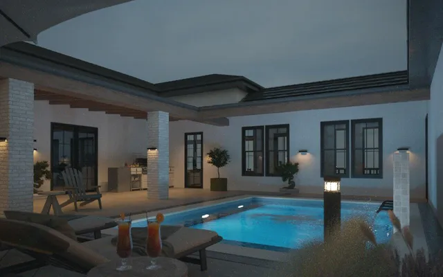 a living room with furniture