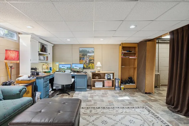 a view of a garage with stuff