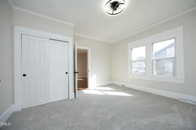 an empty room with windows