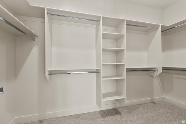 2955 East Rimrunner Drive St. George, UT 84790 - Photo 16 of 35 Spacious walk-in closet featuring built-in shelving, multiple hanging rods, and light-toned walls