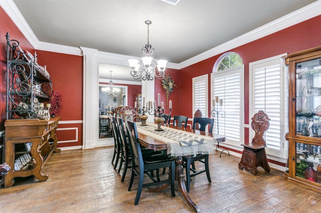707 Bent Tree Court Coppell, TX 75019 - Photo 10 of 39 a view of a dining room with furniture window and wooden floor