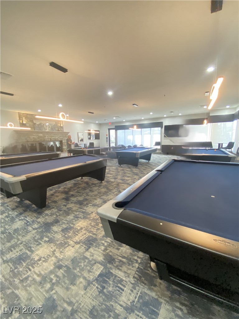 118 Castle Course Avenue Las Vegas, NV 89148 - Photo 38 of 56 Recreation room with billiards table, dark colored carpet, and recessed lighting