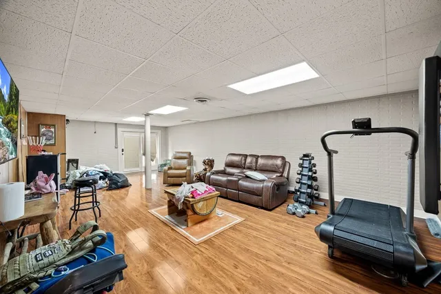 a living room with furniture