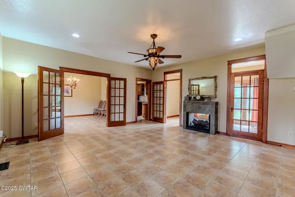 a view of a hallway with workspace