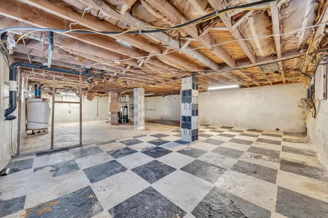 a black and white checkered floor