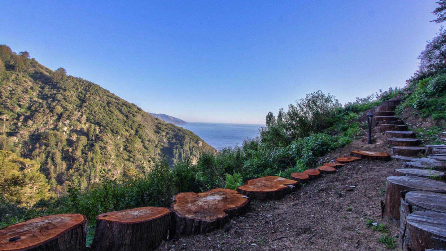 51410 Partington Ridge Road Big Sur, CA 93920 - Photo 39 of 45 a view of a backyard with plants and outdoor seating