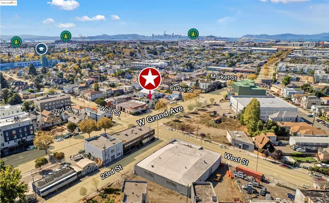 an aerial view of a city