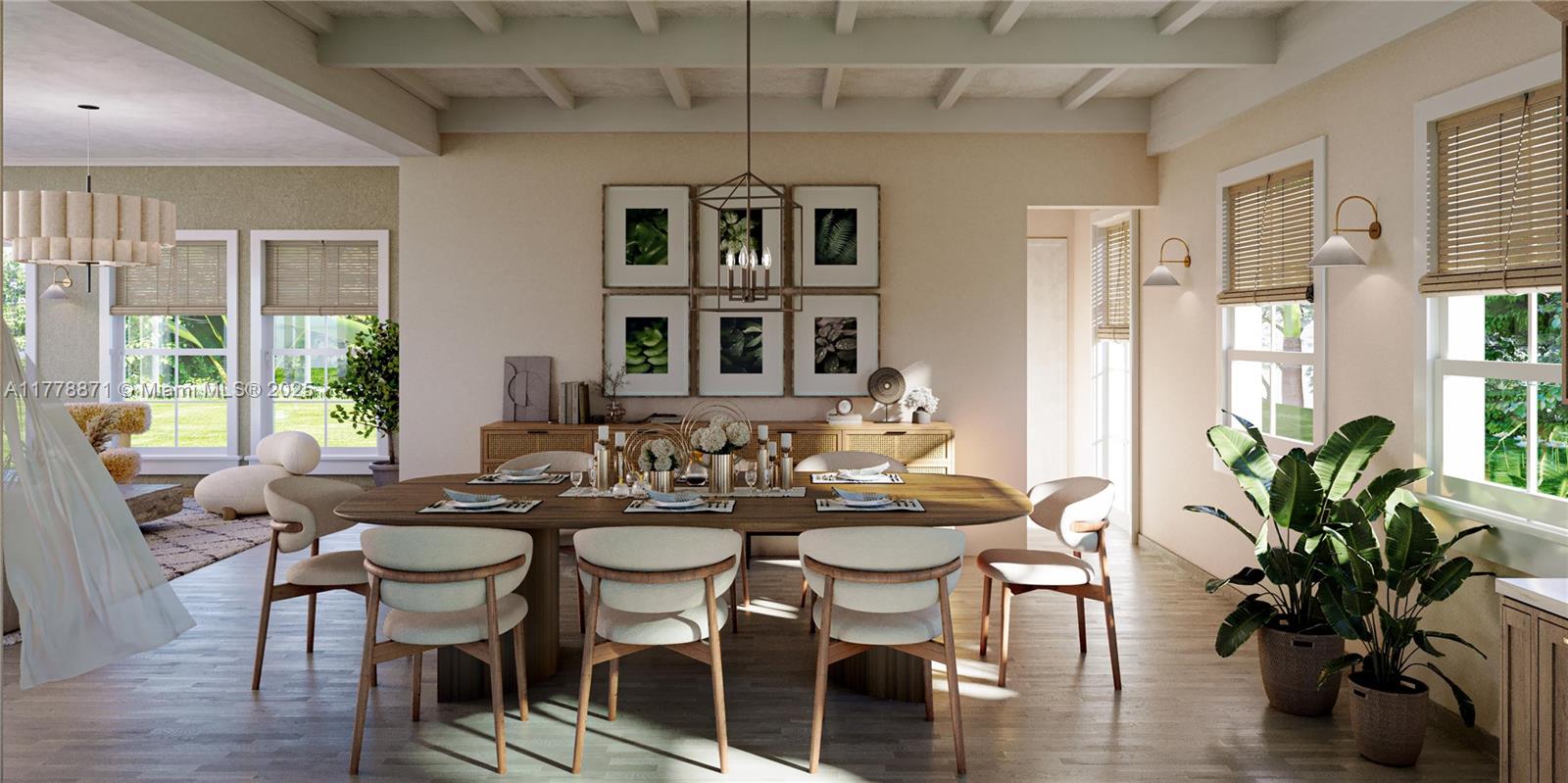 6371 North Bay Road Miami Beach, FL 33141 - Photo 7 of 26 a view of a dining room with furniture window and wooden floor