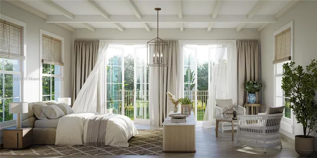 a bedroom with furniture and windows