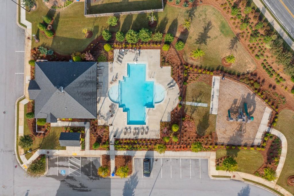 4740 Electric Avenue Southwest Mableton, GA 30126 - Photo 40 of 51 an aerial view of a house with a swimming pool