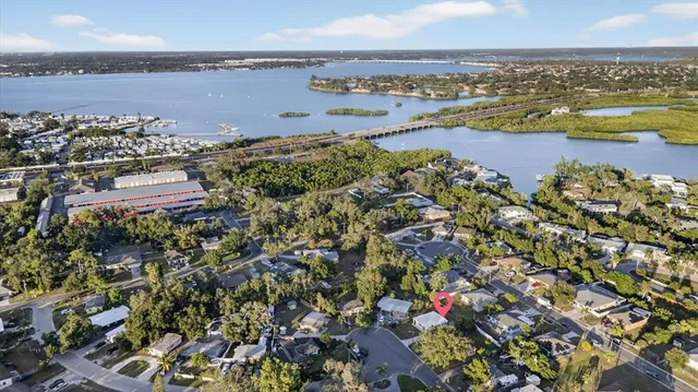 a view of a city and ocean view