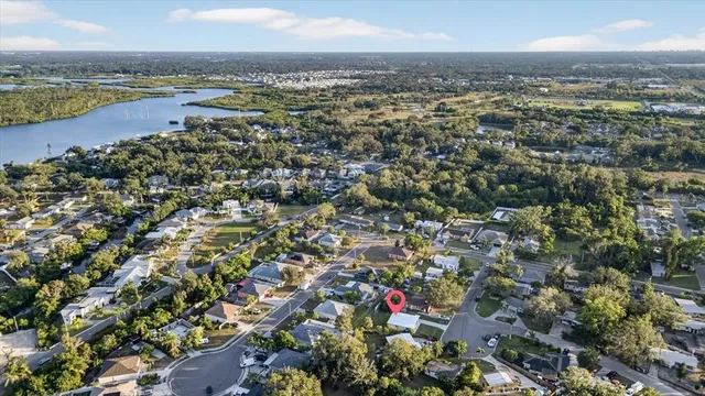 an aerial view of a house