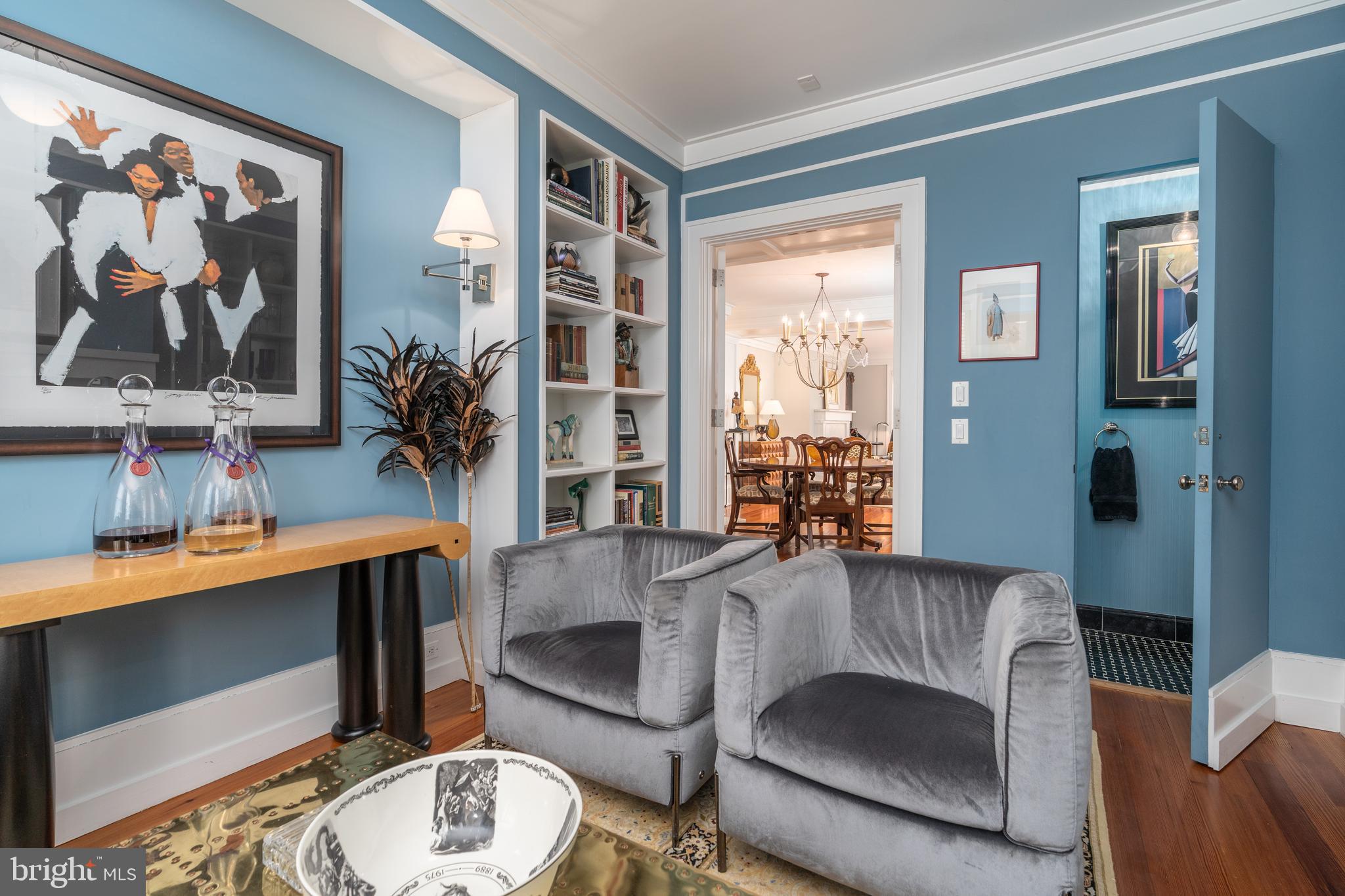 1507 33rd Street Northwest Washington, DC 20007 - Photo 11 of 42 LIBRARY/OFFICE AND ENSUITE POWDER ROOM