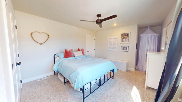 1127 4240 North Enoch, UT 84721 - Photo 39 of 56 Bedroom featuring light carpet, a ceiling fan, and recessed lighting
