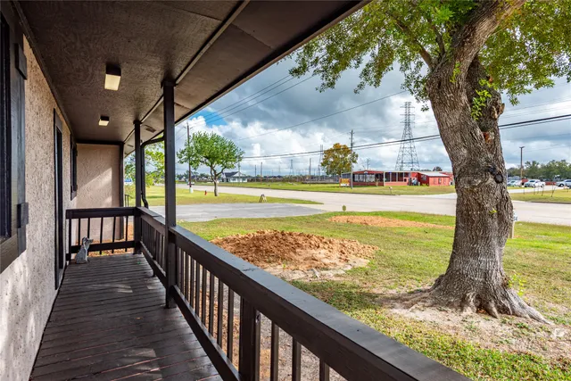 a view of swimming pool from a balcony