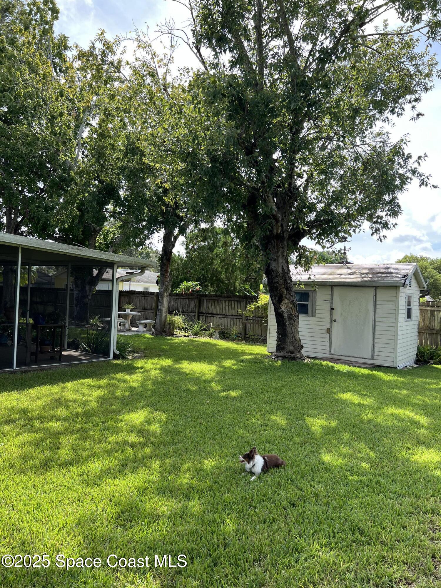 821 Hanover Court Rockledge, FL 32955 - Photo 14 of 15 a front view of a house with a garden and trees
