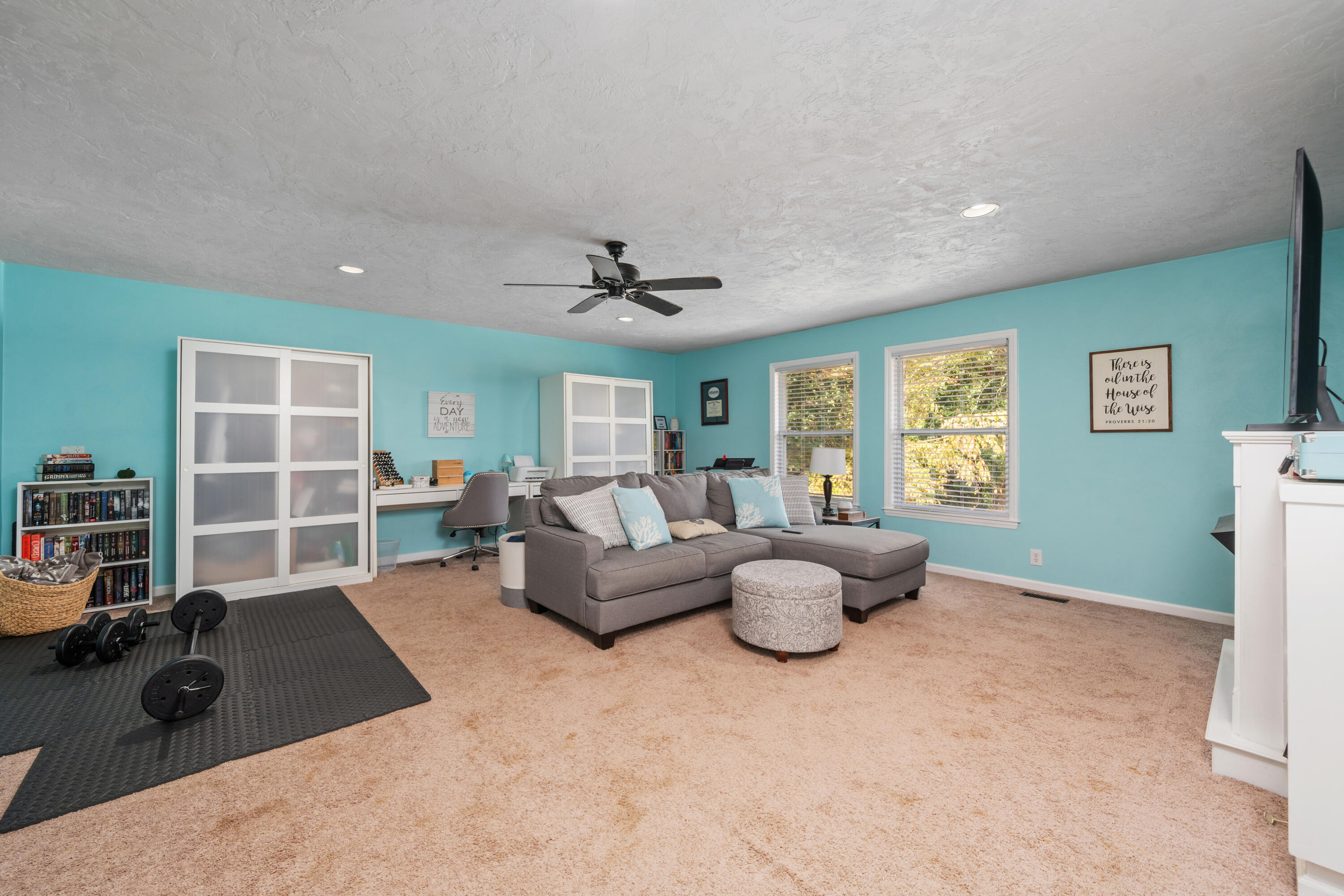 191 Pin Oak Drive Blue Ridge, VA 24064 - Photo 18 of 26 a living room with furniture gym equipment and a window