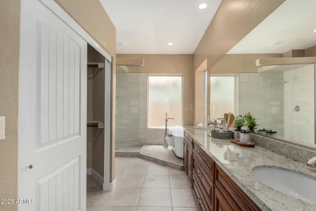 an outdoor view with patio