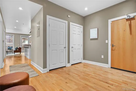 a view of livingroom with furniture and wooden floor