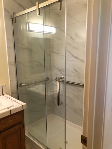 a bathroom with a shower